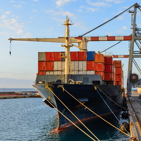 Freight ship docked