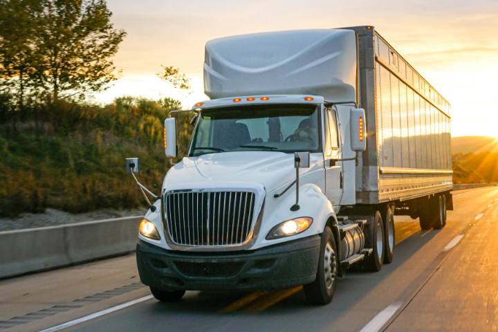 White semi-truck on highway