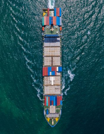 shipping cargo containers transportation import export International  business services open sea aerial top view from drone